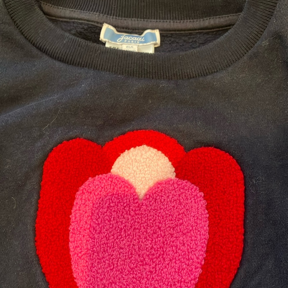 Jacadi Girls Navy Sweatshirt with Flower Design